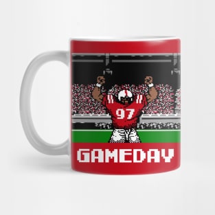 Red and White Football Gameday Retro 8 Bit Linebacker Mug